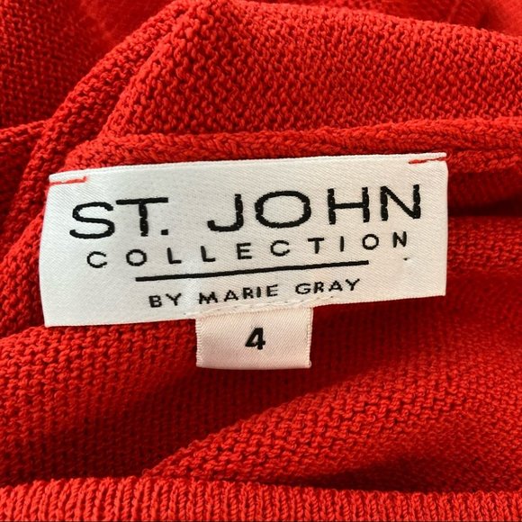 St. John Collection Orange Santana Knit Sleeveless Dress Size 4 - Picture 3 of 13